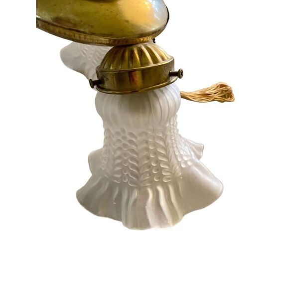 Vintage Three-Light Ceiling Fixture Art Deco Frosted Shades Cottage Style Flush - Picture 3 of 5